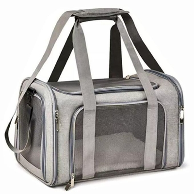حقيبة حمل للكلاب قابلة للتنفس وقابلة للطي من جانب شركة طيران مع نافذة شبكية