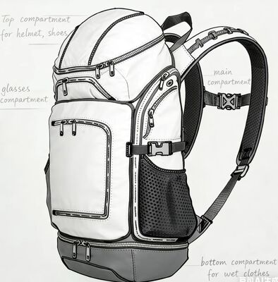 حقيبة رياضية خارجية من البوليستر المقاومة للمياه مع ألوان مخصصة ولوحة خلفية من الشبكة لتنفسها