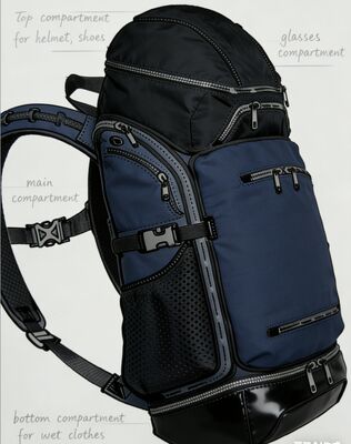 حقيبة رياضية خارجية مقاومة للماء من البوليستر مع شرائط عاكسة و 5 جيوب للسفر إلى صالة الألعاب الرياضية