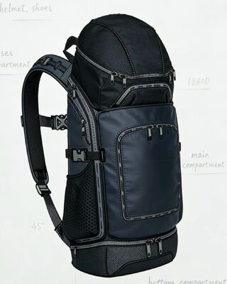 حقيبة رياضية خارجية مقاومة للماء من البوليستر مع شرائط عاكسة و 5 جيوب للسفر إلى صالة الألعاب الرياضية